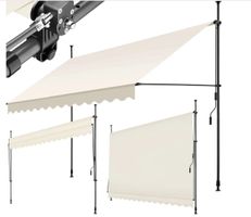 Klemmmarkise beige 350 x 180 cm mit Handkurbel, UV-beständi