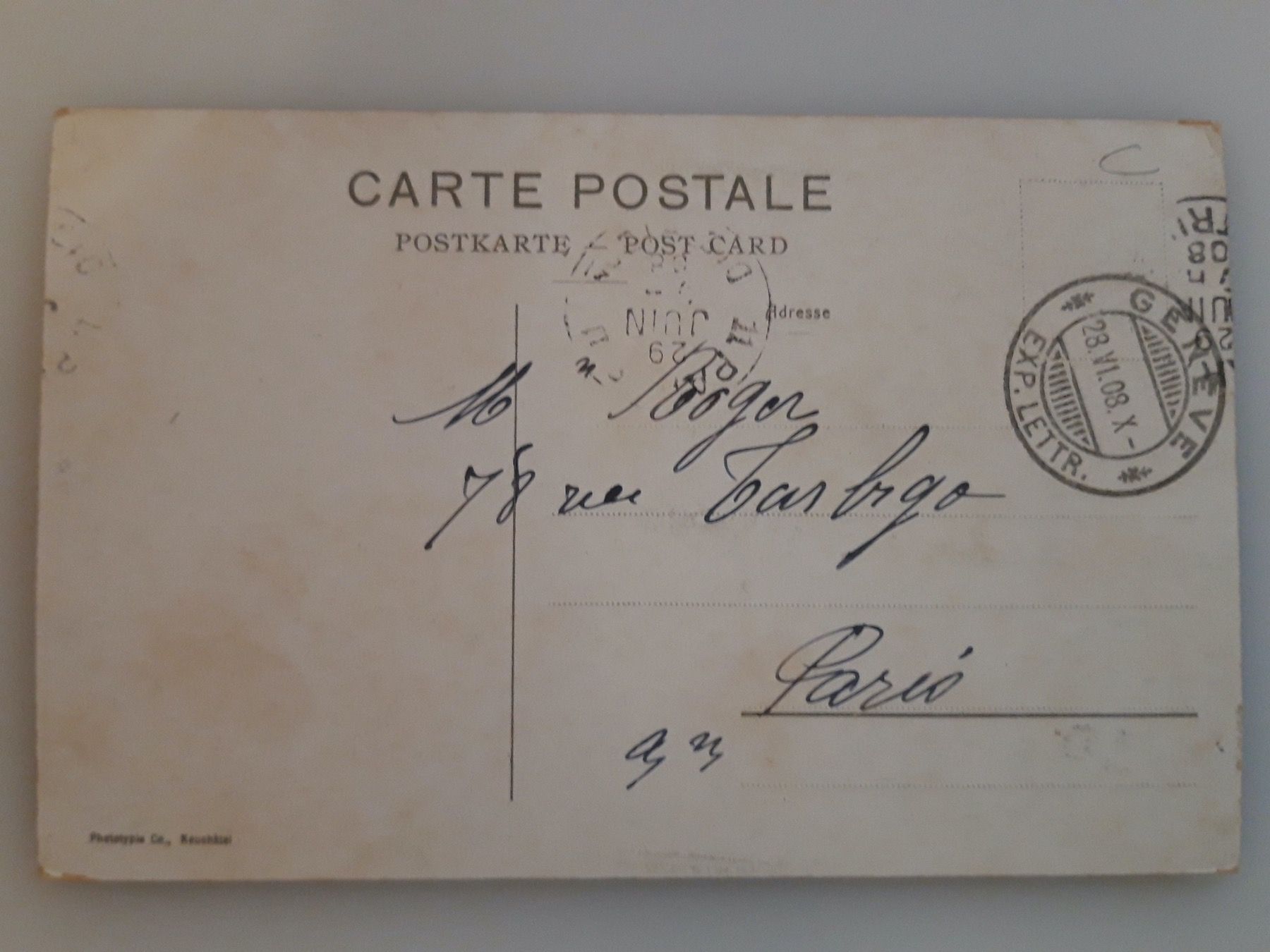 Ansichtskarten: Genève - Bateau-salon Général Dufour 1908 – Gebraucht aus Sargans von nicsam1815 1