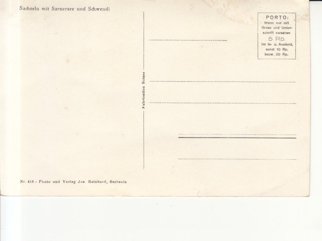 Cartoline postali: Sachseln ca. 1930 – Usato da Bürglen TG venduto da StampGraf 1