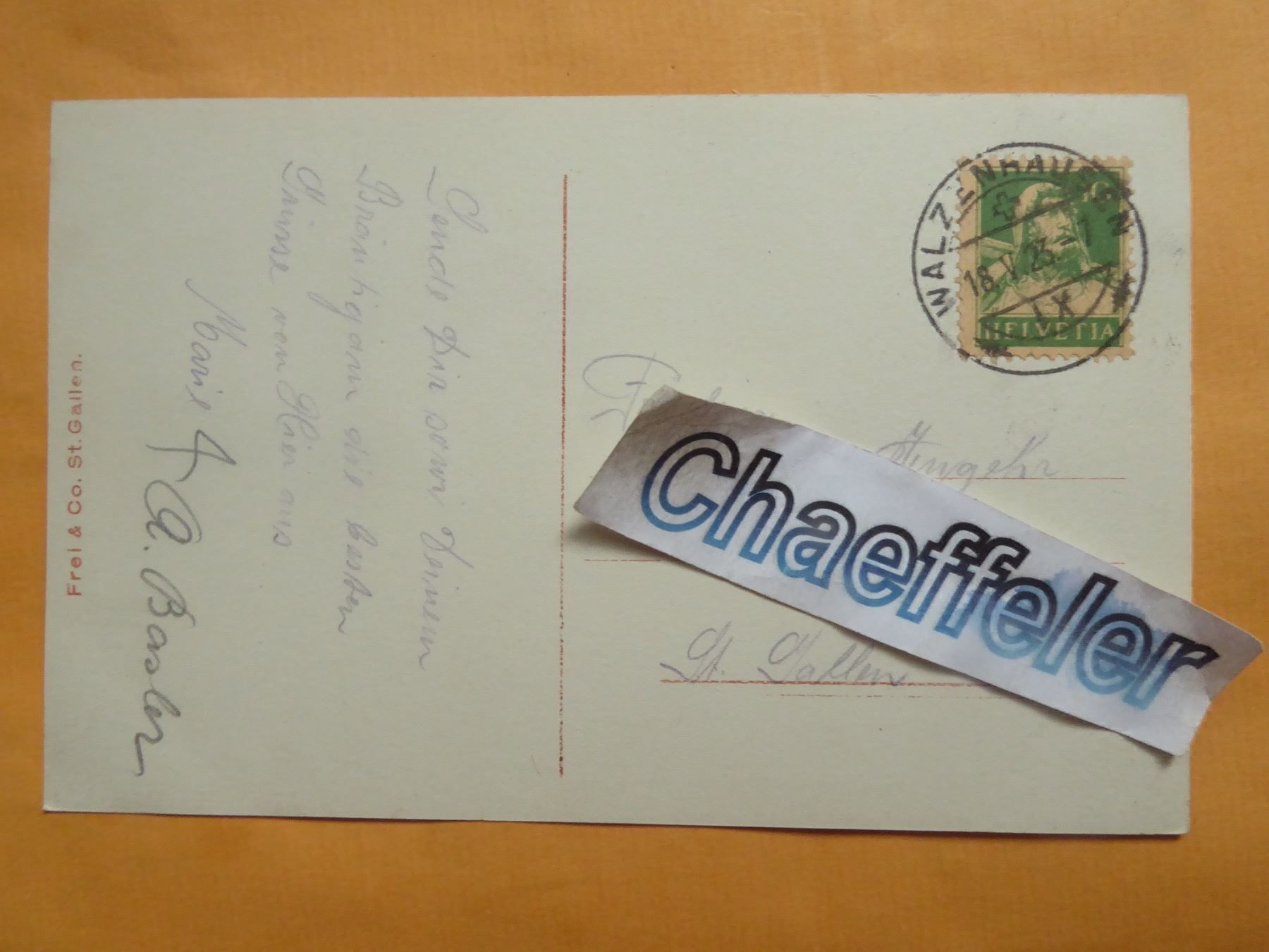 Cartoline postali: 1923 Walzenhausen, Kirche und Hotel – Usato da Zürich venduto da Chaeffeler 1