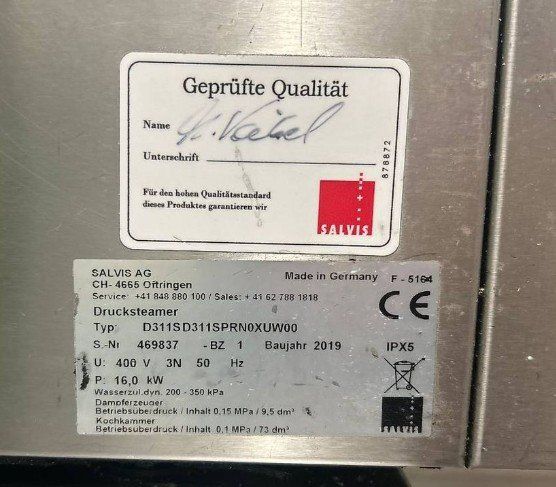 Küchengeräte: Salvis Drucksteamer Vitality EVO Pro – Gebraucht aus Suhr von KFK-MA 3