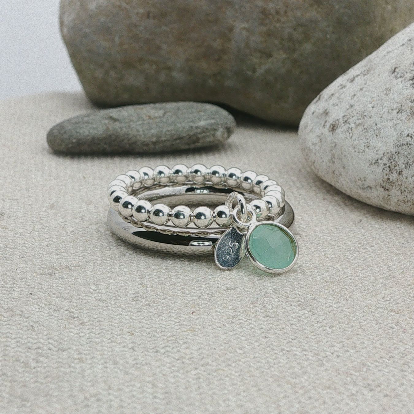 Olga Ribler Anelli: Edelstahl & Silber Chalzedone Ring SET Ringgrösse 60 – Nuovo (secondo la descrizione) da Luzern venduto da Schmuckoutlet 3