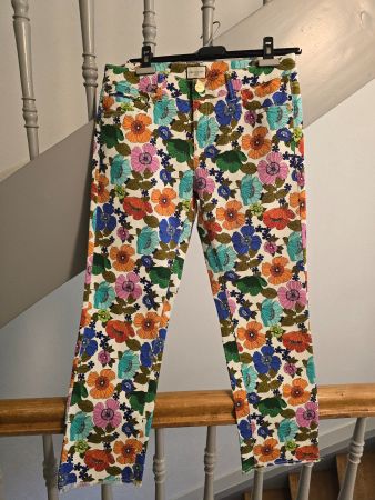 Seductive Damenjeans, clair cropped,  Blumenmuster, Gr. 38