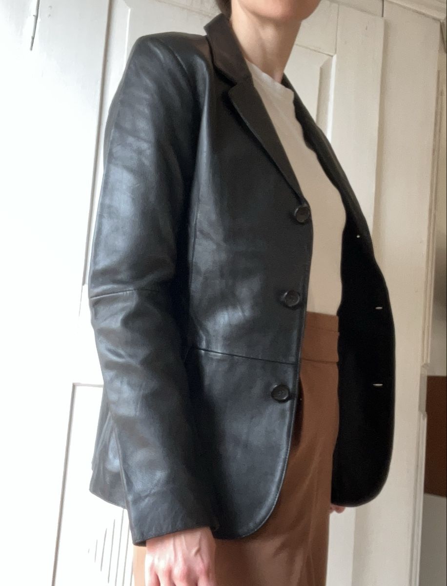 S.Oliver Completi & Tailleur: Echtleder Blazer von s.Oliver, Schwarz – Nuovo (secondo la descrizione) da Zürich venduto da miriosa 1
