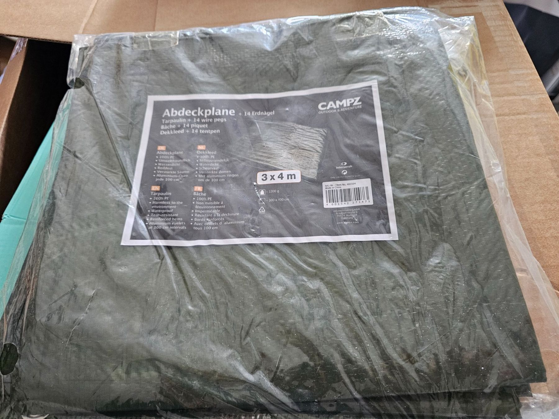 Gommoni, kayak & canoe: CAMPZ Abdeckplane 3x4m - Neu, wasserfest, robust! – Nuovo e nell'imballaggio originale da Männedorf venduto da EliabarDario