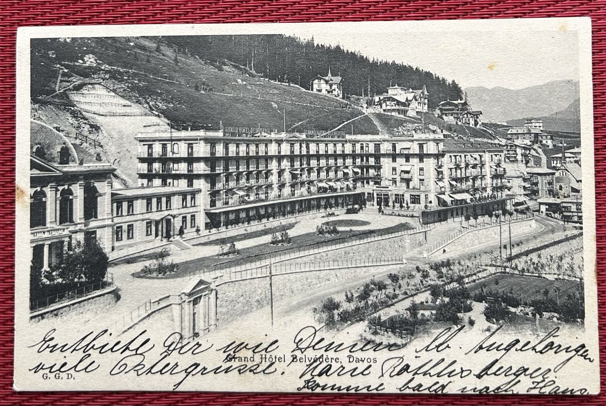 Cartoline postali: Davos Hotel Belvedere  – Usato da Horw venduto da Tellbub