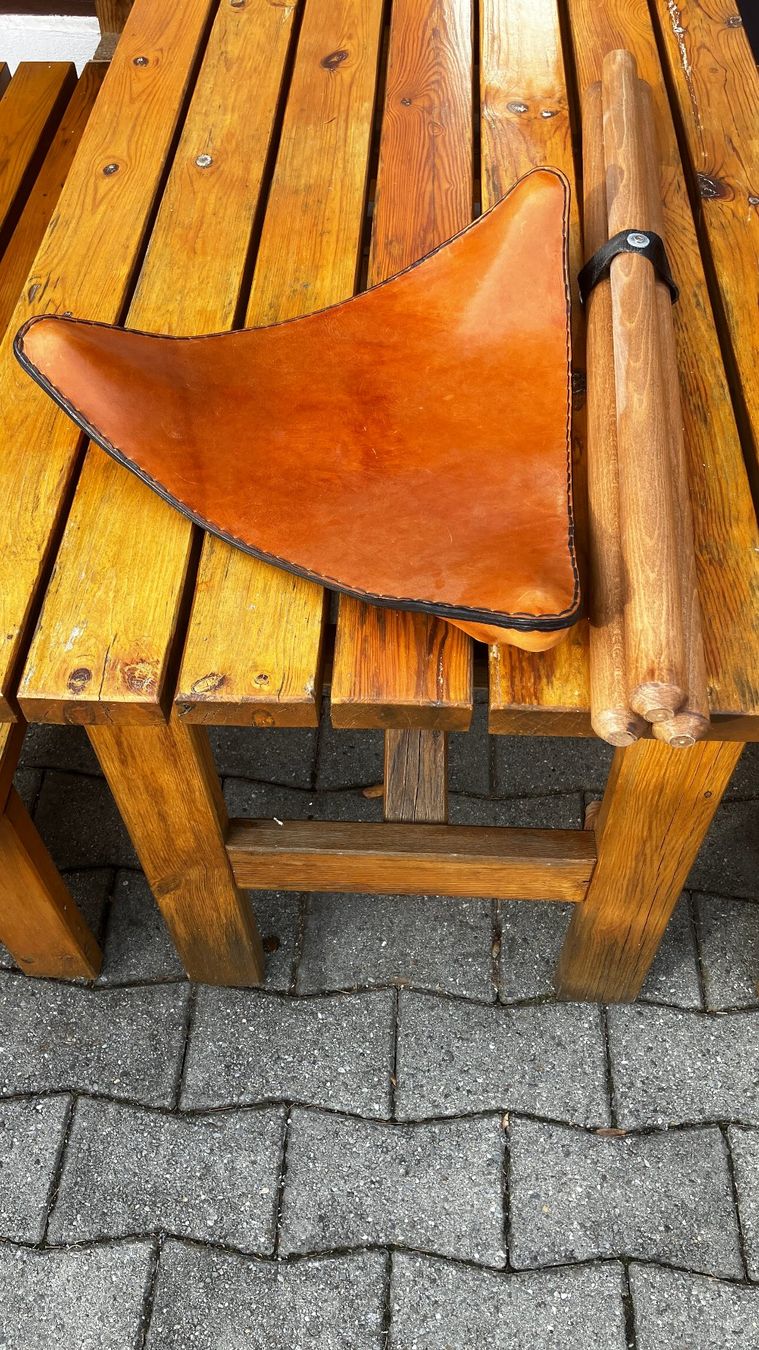 Hocker: Tabouret cowboy en bois & cuir – Neu (gemäss Beschreibung) aus Ovronnaz von LesBidochons 7