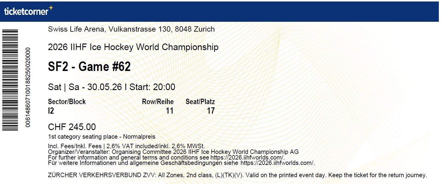 Biglietti: Eishockey Ticket Halbfinal Abendspiel – Nuovo (secondo la descrizione) da Kappel SO venduto da Optima2009