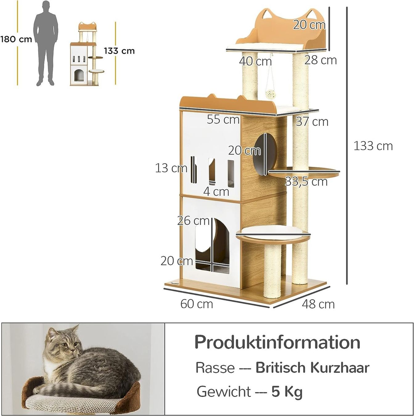 Katzenbaum - Kratzbaum: PawHut Kratzbaum Weiß+Holz – Neu und originalverpackt aus Bottighofen von zaap 2