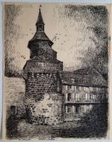 Jacques Jacobi: Le Beffroi de Besse, Tuschezeichnung 1944