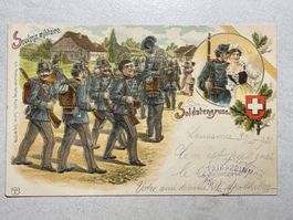 Alte Ansichtskarte, Soldatengruss, Souvenir militaire!
