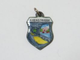 Kleiner Antiker Anhänger Axenstrasse 800 Silber + Email