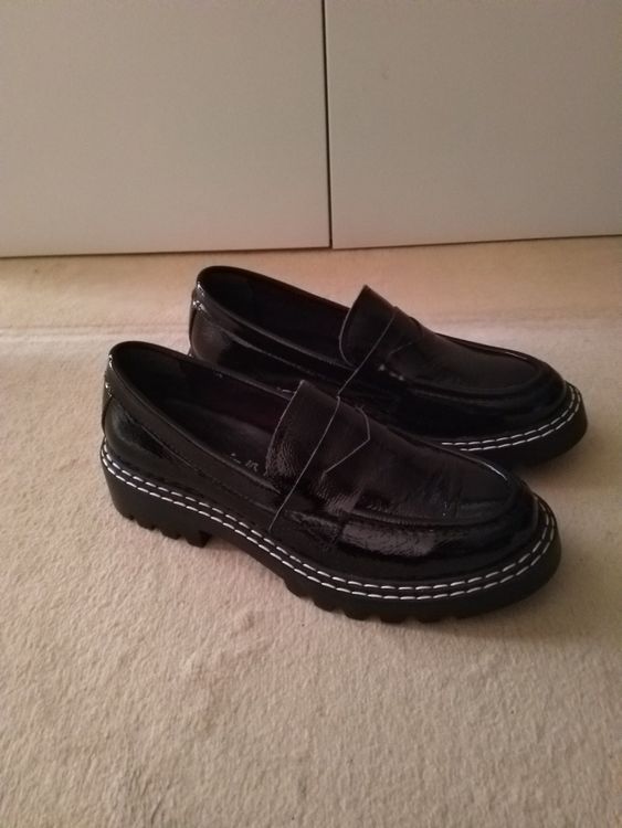 TAMARIS Damen Slipper/ Loafer Lackleder Schwarz 38 neu (Neu