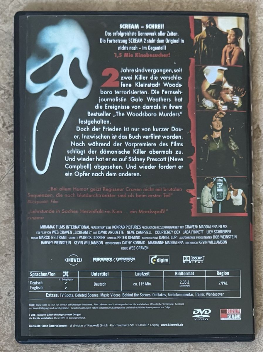 Tutti i DVDs: SCREAM 2 – Nuovo (secondo la descrizione) da Dietikon venduto da AndreaSch01 1