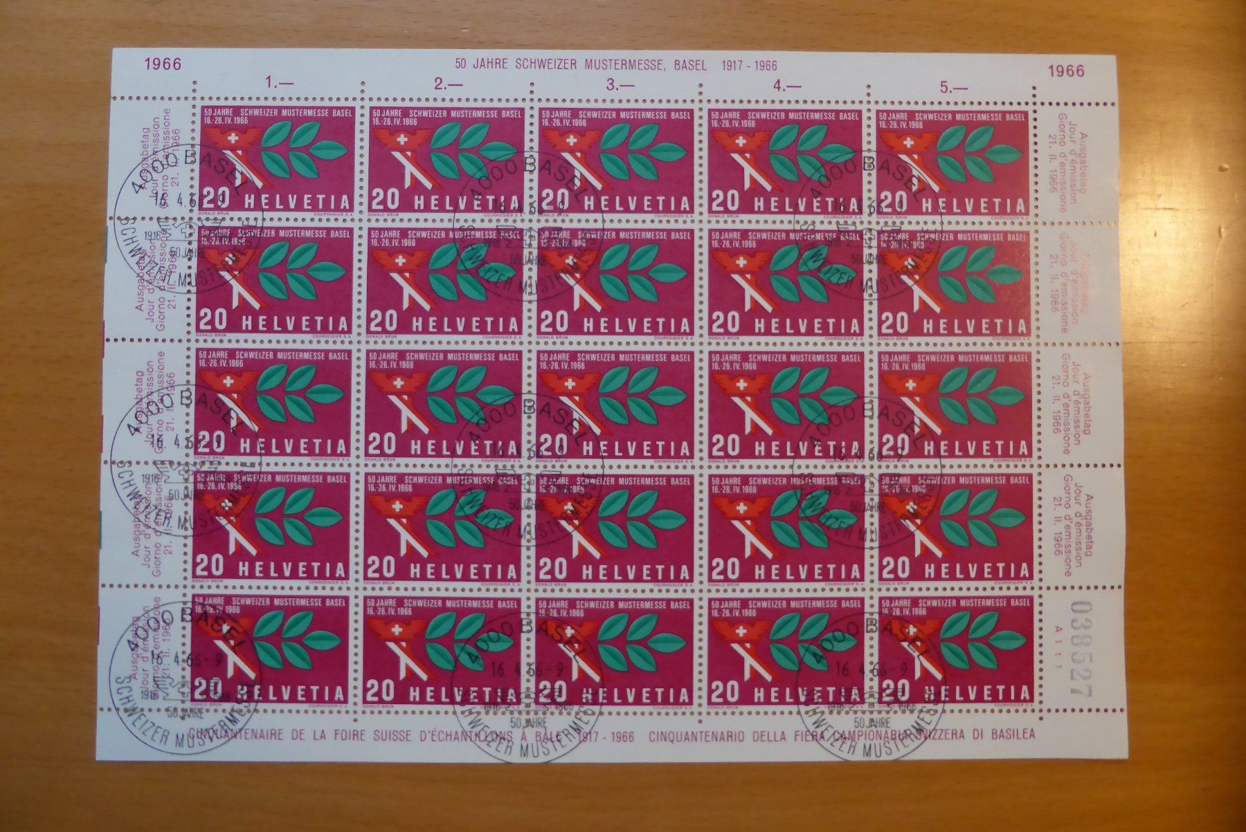 Alle Briefmarken: CH - Briefmarkenbogen - Mustermesse Basel 16.04.1966 – Neu (gemäss Beschreibung) aus Brunnadern von lesezirkel