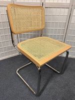 6 Freischwingerstühle DIANA Buche massiv Jonc Geflecht beige