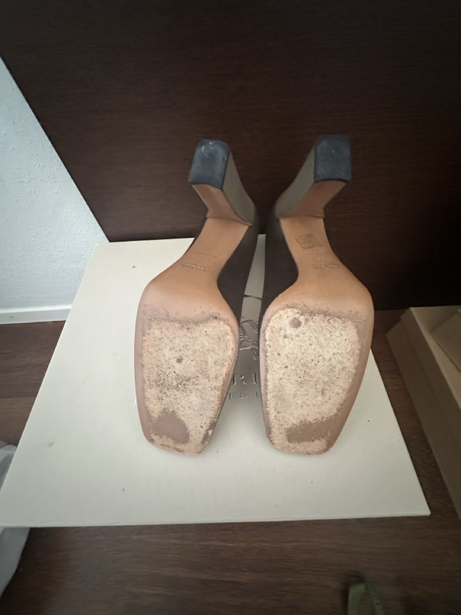 Prada Damenschuhe: Prada Satin Pumps Grün Gr. 39 , Blockabsatz – Gebraucht aus Jonen von dibbern 3