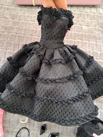 Barbie Kleid Abendkleid Schwarz, Vintage Look