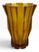 Henri Heemskerk – Vase Art Déco « Cubist » en verre ambré