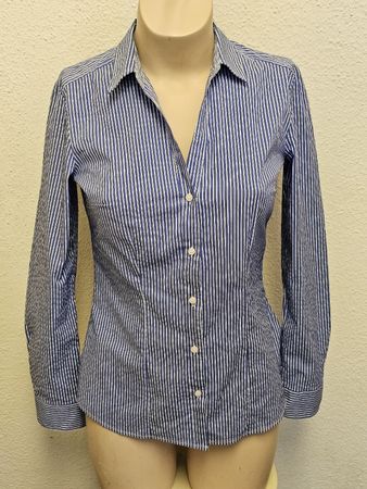 H&M Gestreifte Bluse Blau Weiß Gr. 38 Business Stretch