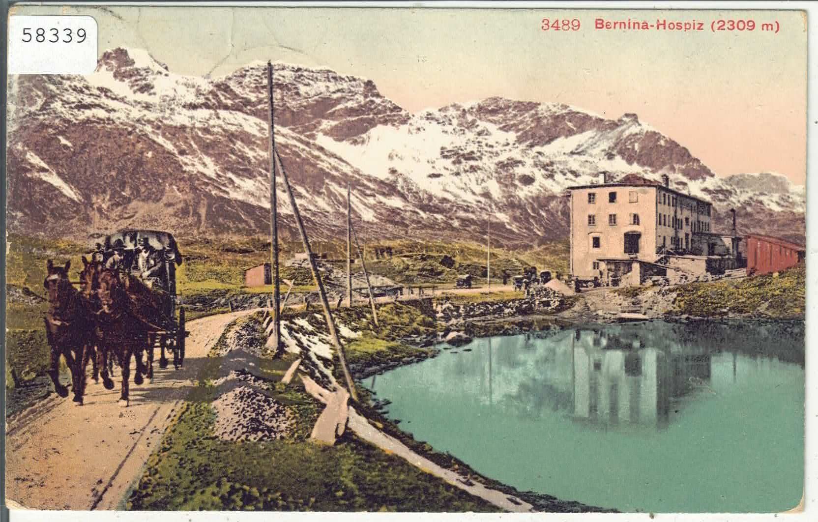 Cartoline postali: Bernina-Hospiz - Postkutsche - Litho – Usato da Ettingen venduto da Kartenplanet