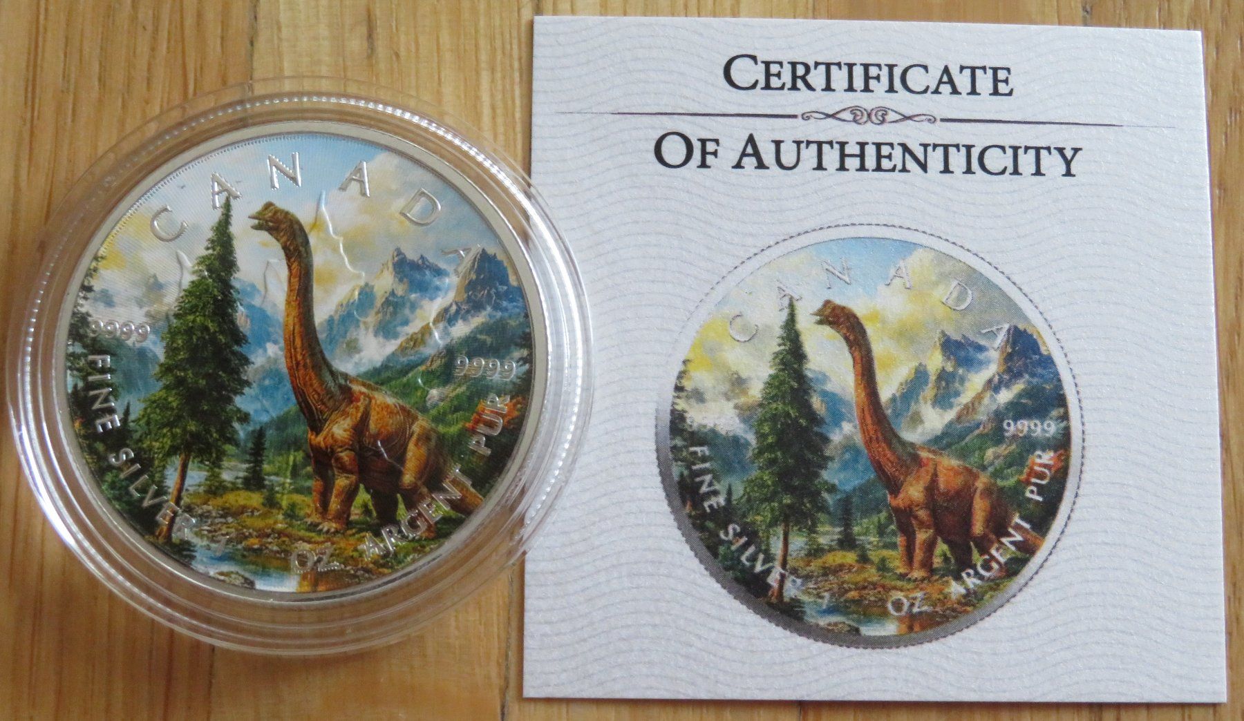 Tutti le monete: Dinosaur Brachiosaurus Maple Leaf 2025/1oz SILBER-COLOR EDIT – Nuovo (secondo la descrizione) da Wetzikon ZH venduto da Nicki6 1