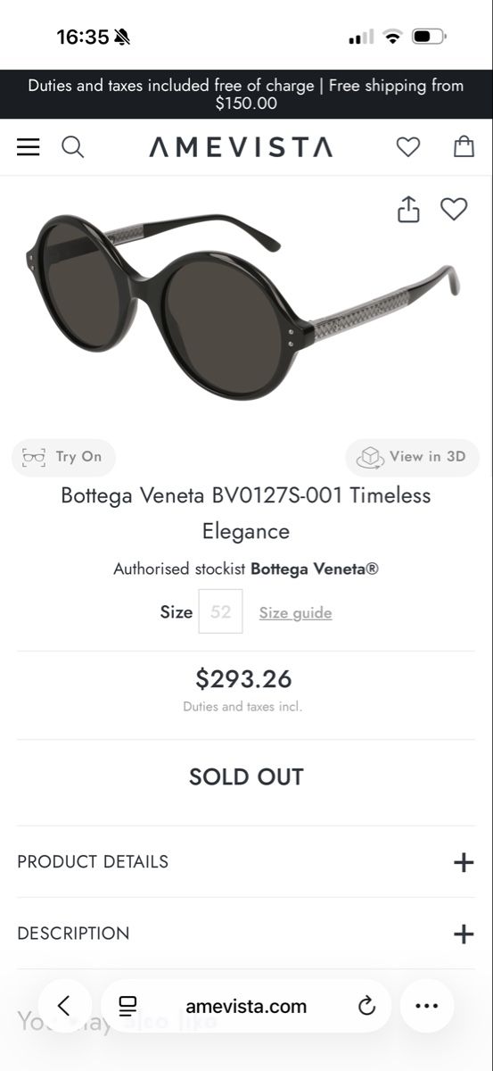 Bottega Veneta Occhiali & Lenti: Bottega Veneta Timeless Elegance Sunglasses, new – Nuovo e nell'imballaggio originale da Zürich venduto da EShopping81 1