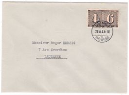 Lettre de Lausanne pour Lausanne 1er jour 26.II.43