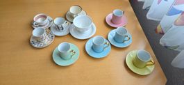 Expressotassen mit Unterteller diverse - Vintage