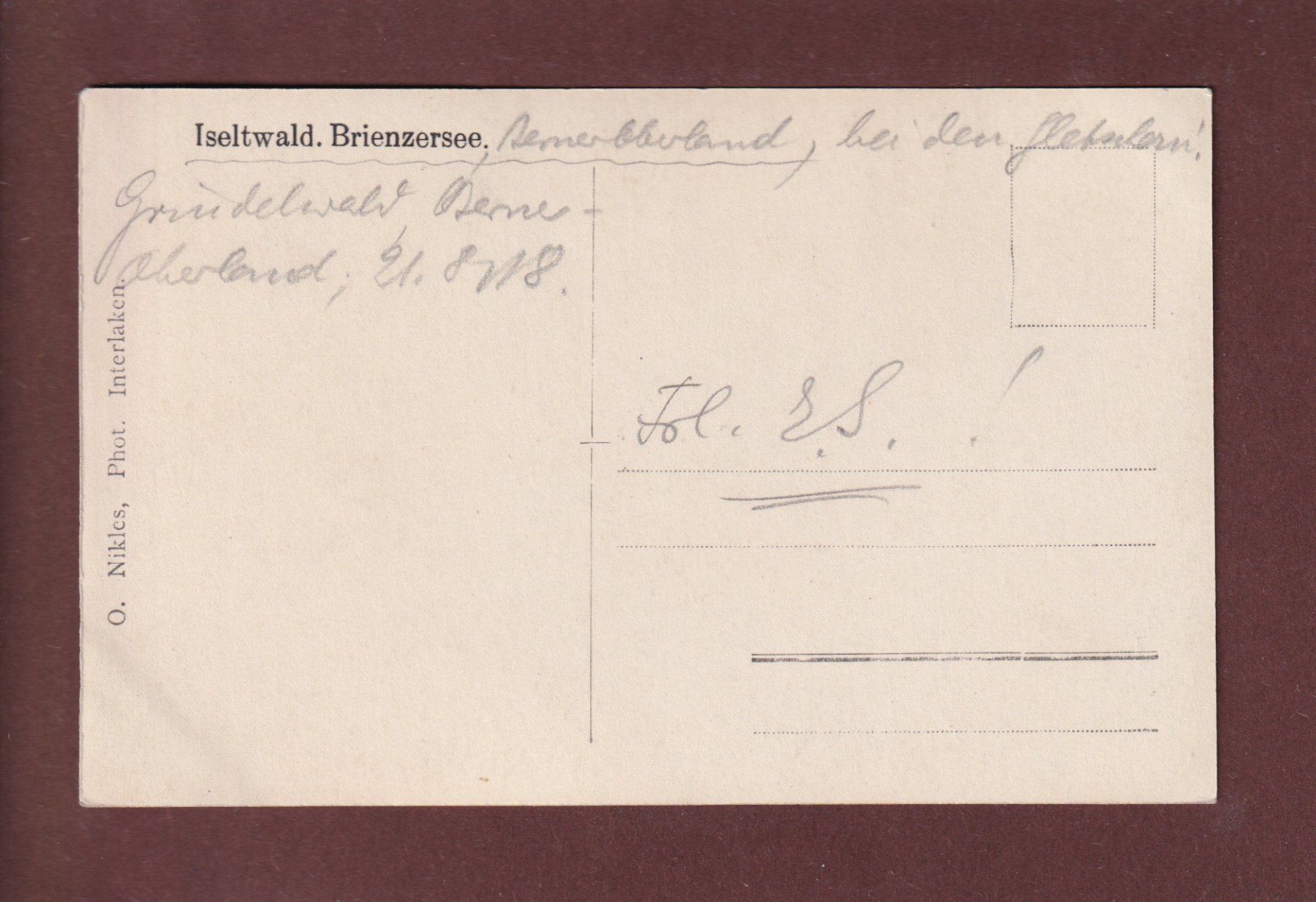 Cartoline postali: ISELTWALD - 1918 – Usato da Pully venduto da nicecards 1