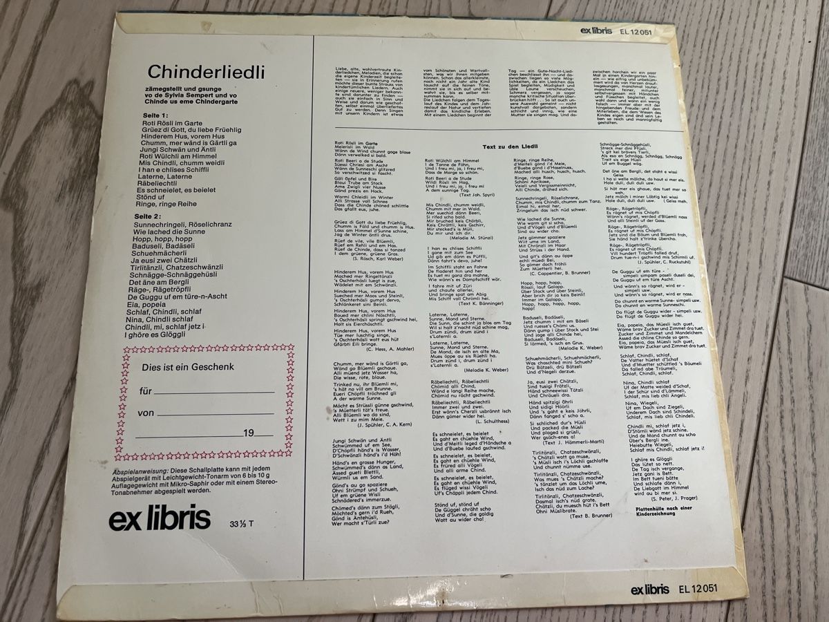 Dischi in vinile: LP Chinderliedli Sylvia Sempert (1969) – Usato da Romanshorn venduto da Apfelschuss 1