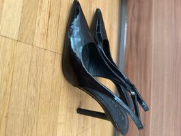 Schwarze Lack-Pumps / Slingback High Heels – Grösse 40