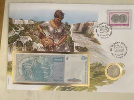 Banknotenbrief mit Münze - Argentina