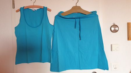 Shirt & Jupe TCM 40/42, Türkisblau, Baumwolle/Spandex