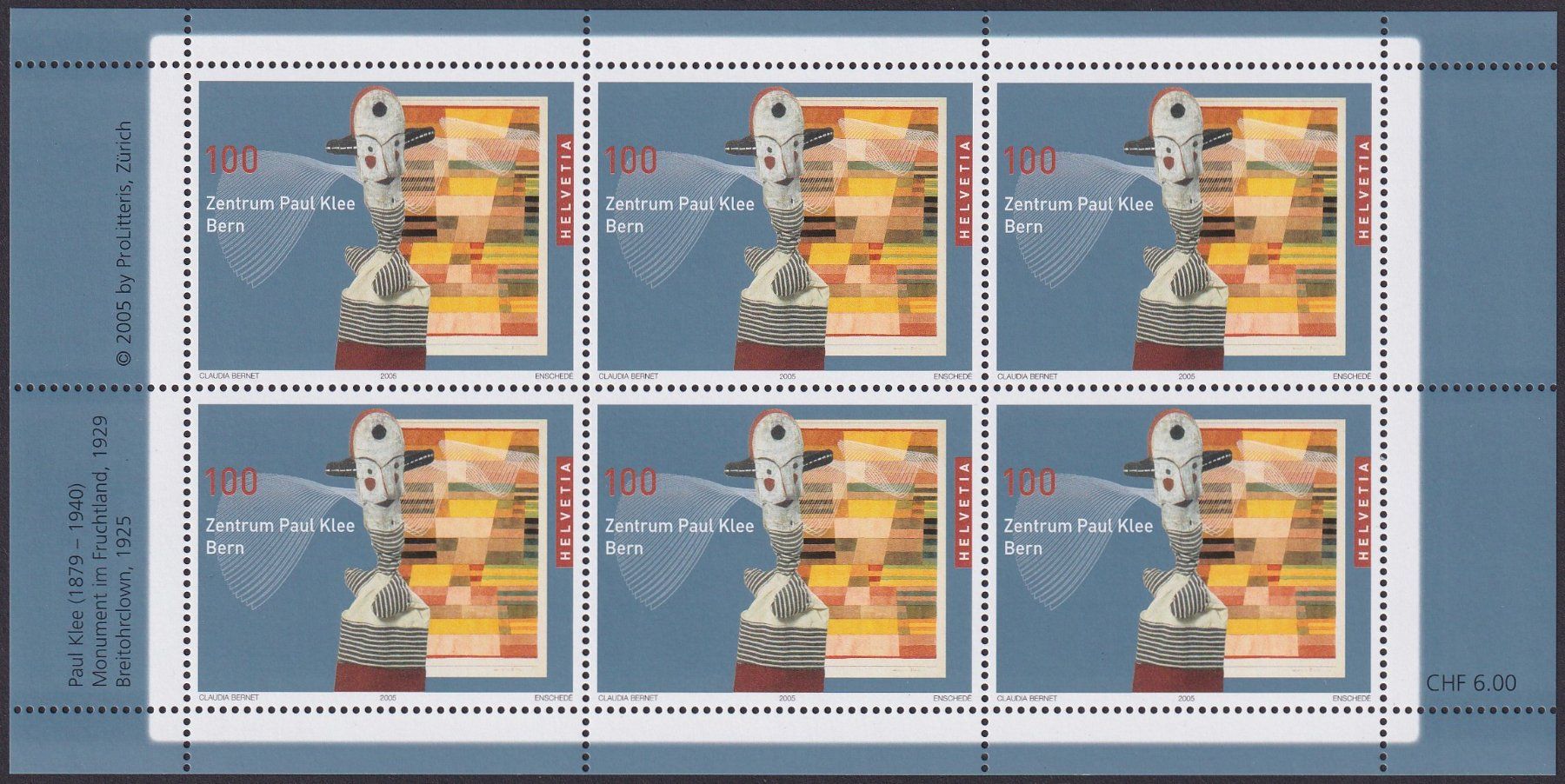 Tutti i francobolli: 2005, Paul Klee Kleinbogen Nr. 1165 postfrisch ** CHF 6.00 – Nuovo (secondo la descrizione) da Ebikon venduto da SilvioFreund