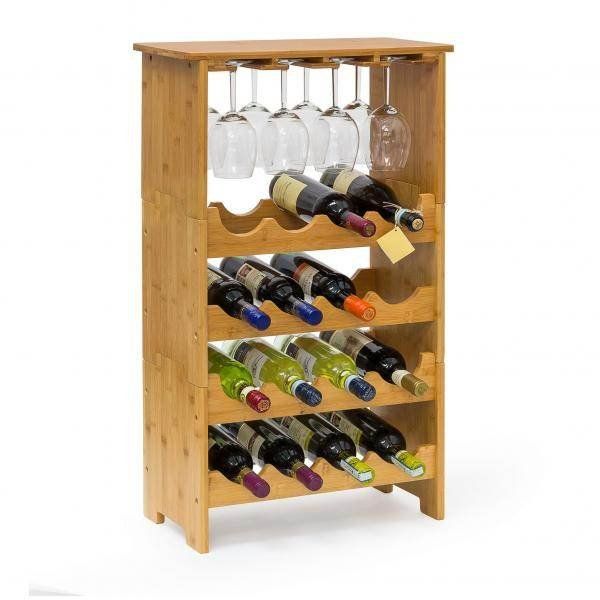 Scaffali: Weinregal Bambus 16 Flaschen + 12 Gläser – Nuovo e nell'imballaggio originale da Kreuzlingen venduto da DealBlitz