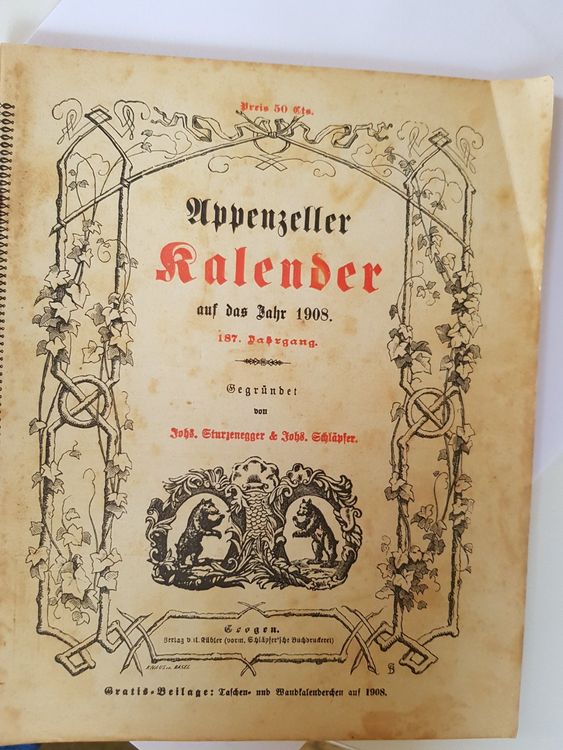 Appenzeller Kalender auf das Jahr 1908 (Gebraucht) in Walterswil BE für ...