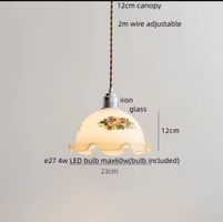 Lampe suspendue LED Vintage  en pierre de verre