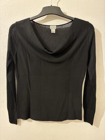 H&M Black Cowl Neck Top - Elegant Basic, Size Small