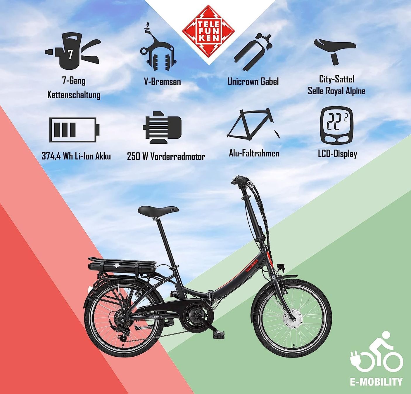 Biciclette: Telefunken E-Bike Kompakt F810 – Nuovo e nell'imballaggio originale da Bottighofen venduto da zaap 5