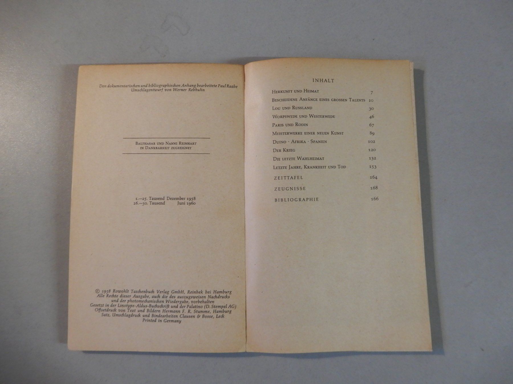 Libri: Rilke Monographie von Rowohlt, 1958 – Usato da Erstfeld venduto da Mario_boe0 1