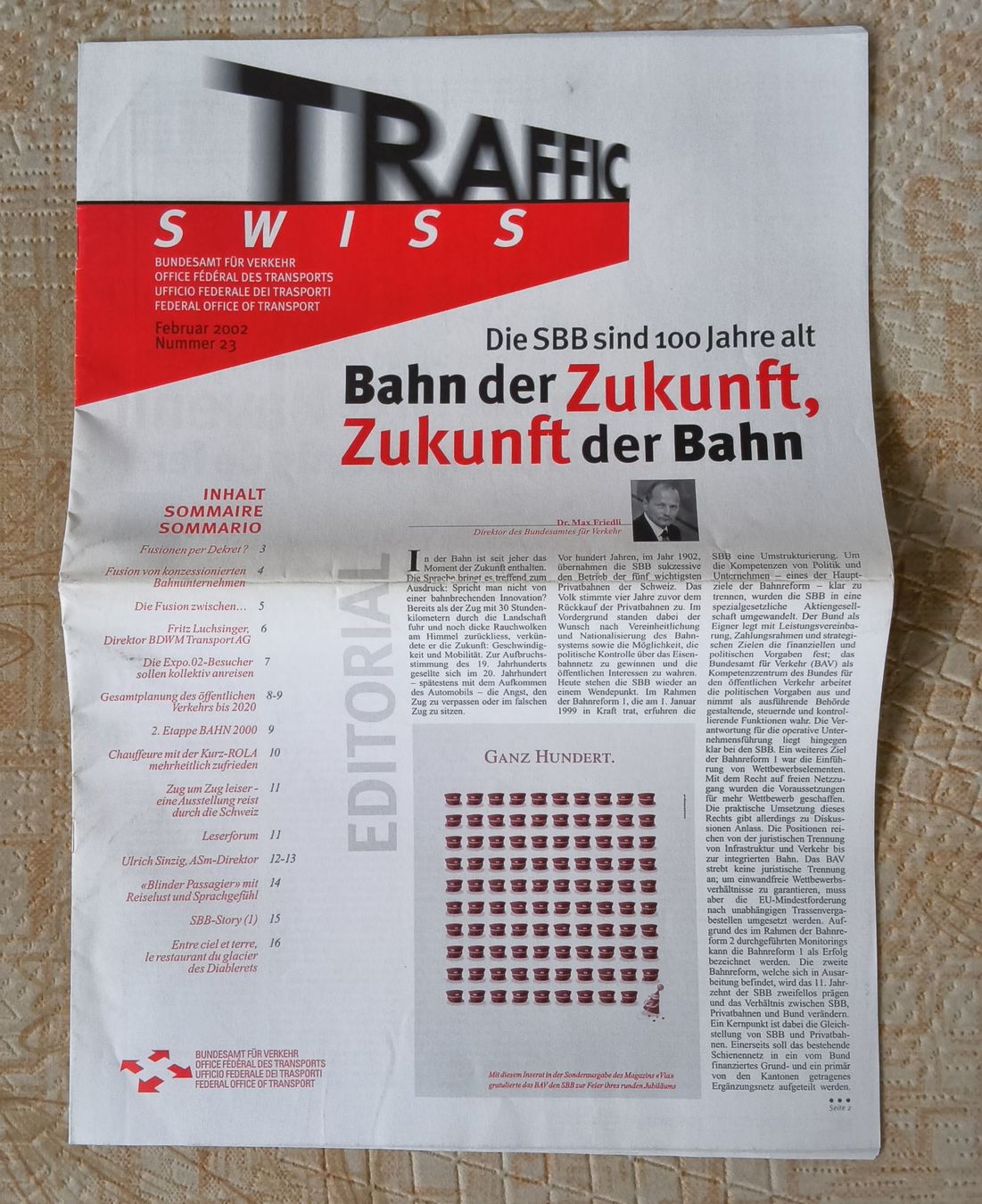 Zeitschriften & Magazine: SBB 100 Jahre Feb 2002 – Gebraucht aus Hallau von histoiremerveilleuse
