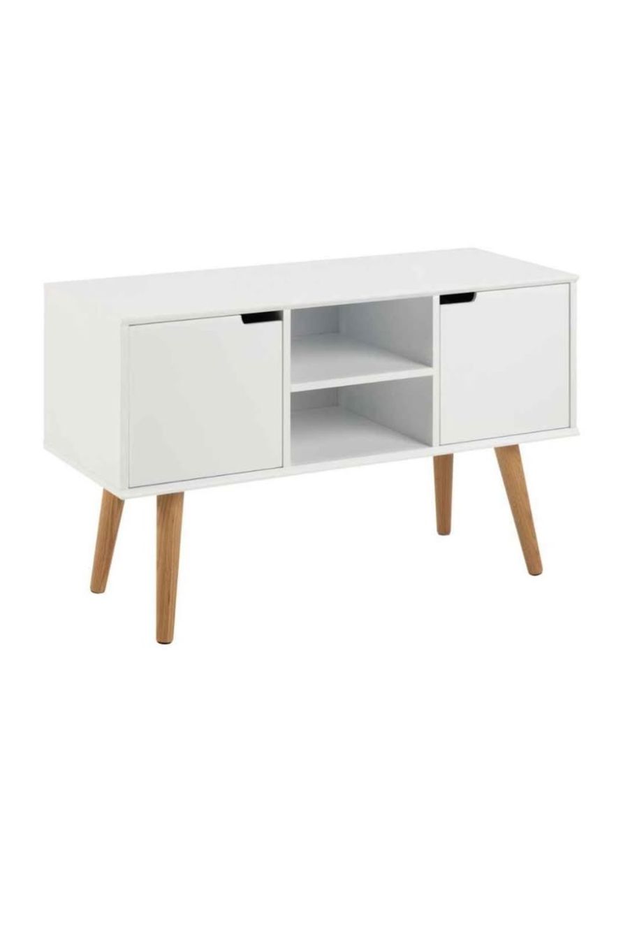 Mobili TV: TV Mobel Stand White with Wood Legs – Usato da Zürich venduto da Lili.bp