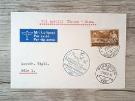 TR54 Enveloppe + Timbre Liechtenstein 1937 - Aviation