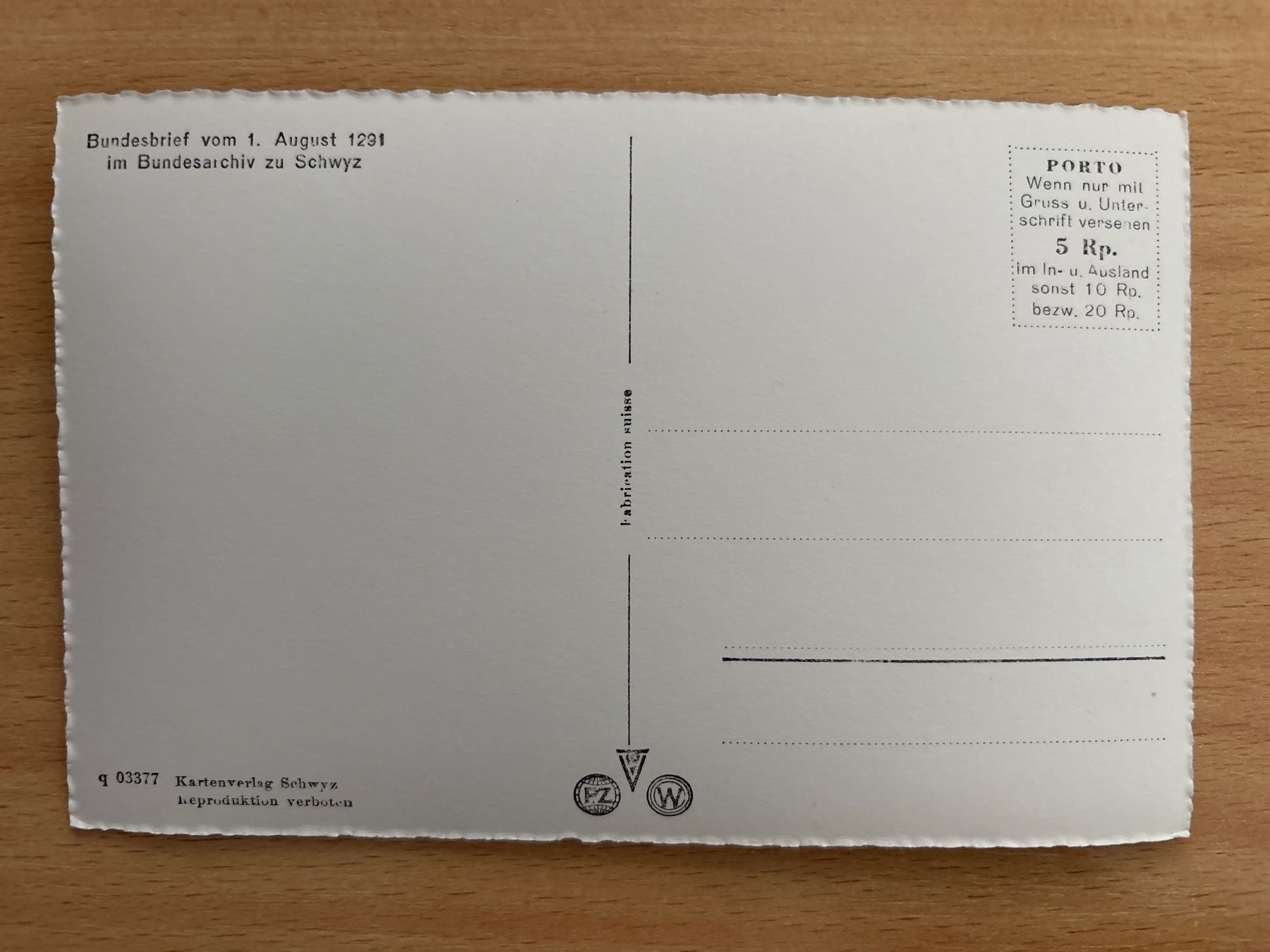 Cartoline postali: Bundesbrief von 1291 - ANSICHTSKARTE – Usato da Ibach venduto da lisch3 2