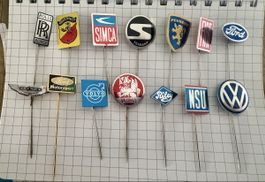 14 alte Ansteckbadeln Auto Marken Logo Set 