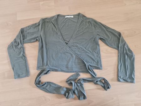 Damen Wickelshirt langarm Khaki Grösse ca. 40