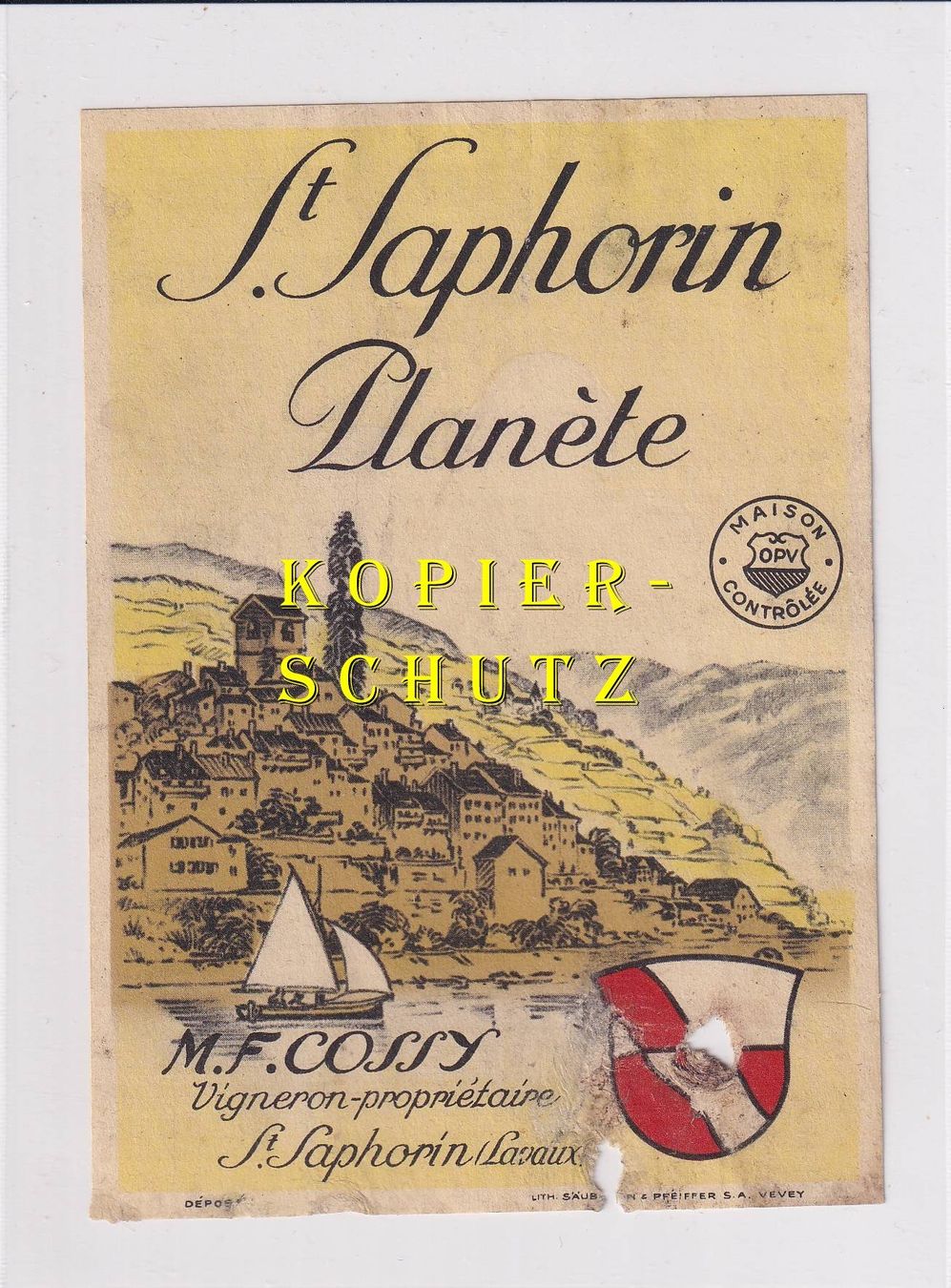 Carta: Etikette - St. Saphorin "Planète" /bd – Usato da Hombrechtikon venduto da Rudolf07