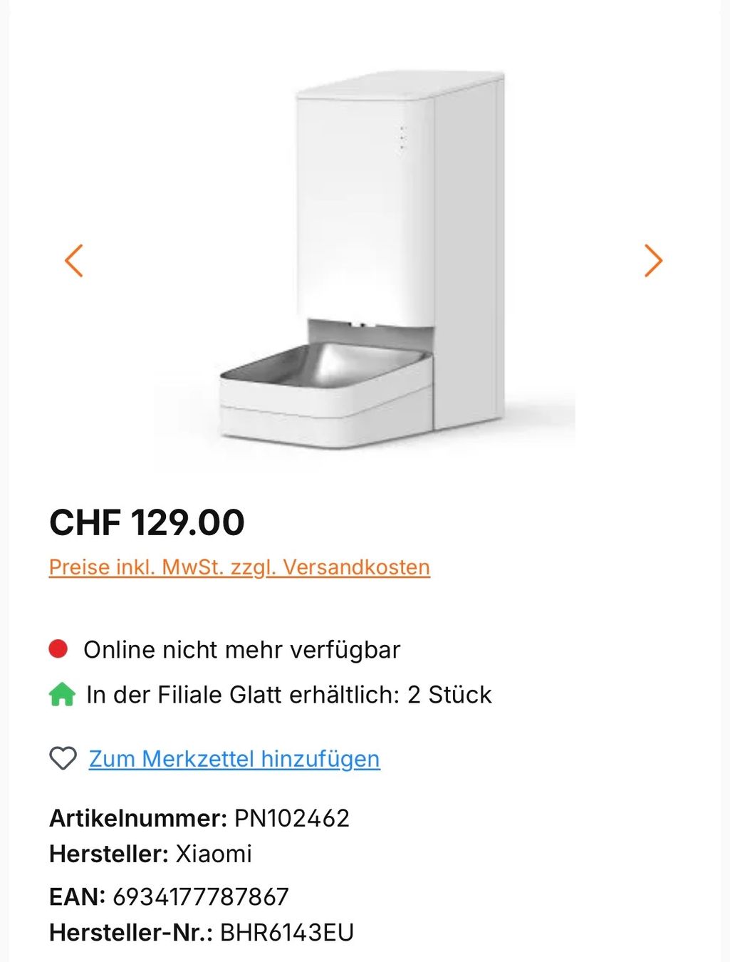 Nourriture: Futterautomat – D'occasion à Thalwil par jtricia 2