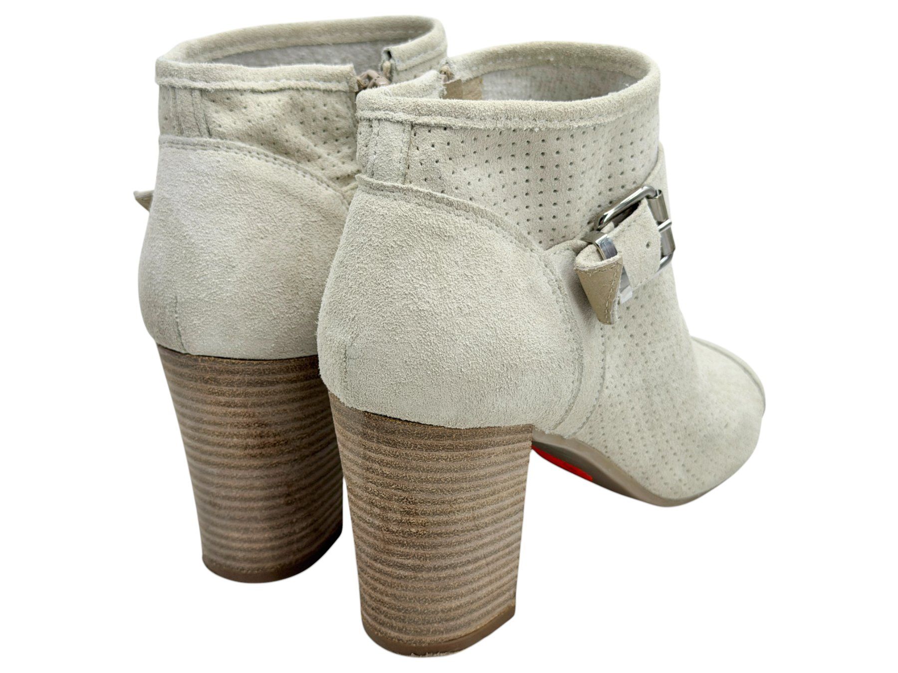 Scarpe da donna: Bottines Manas beige à talons ouvert devant cuir daim gris – Usato da Cossonay-Ville venduto da PatineDuTemps 7